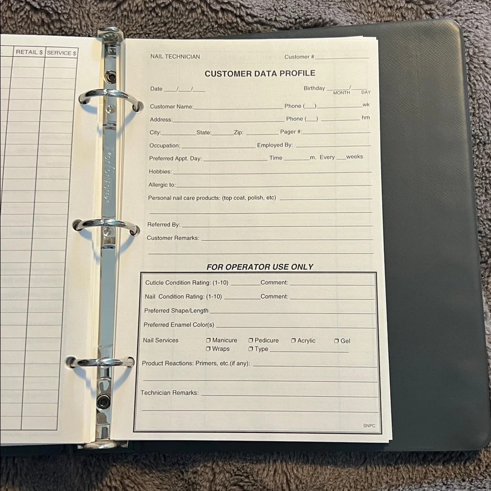 Client Data Profile Organizer nail tech
